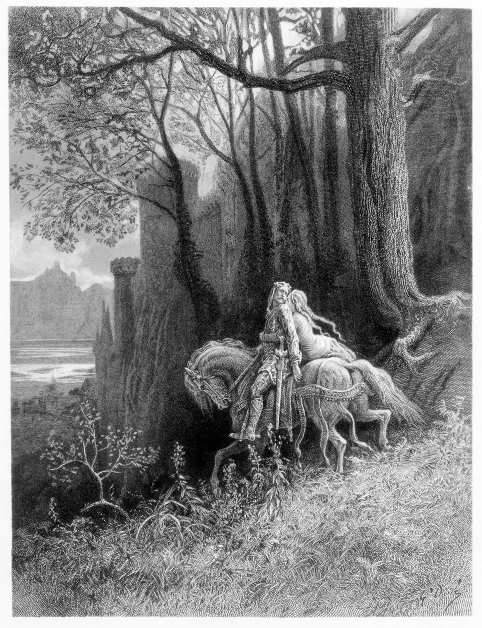 Geraint ed Enid si allontanano, illustrazione da 