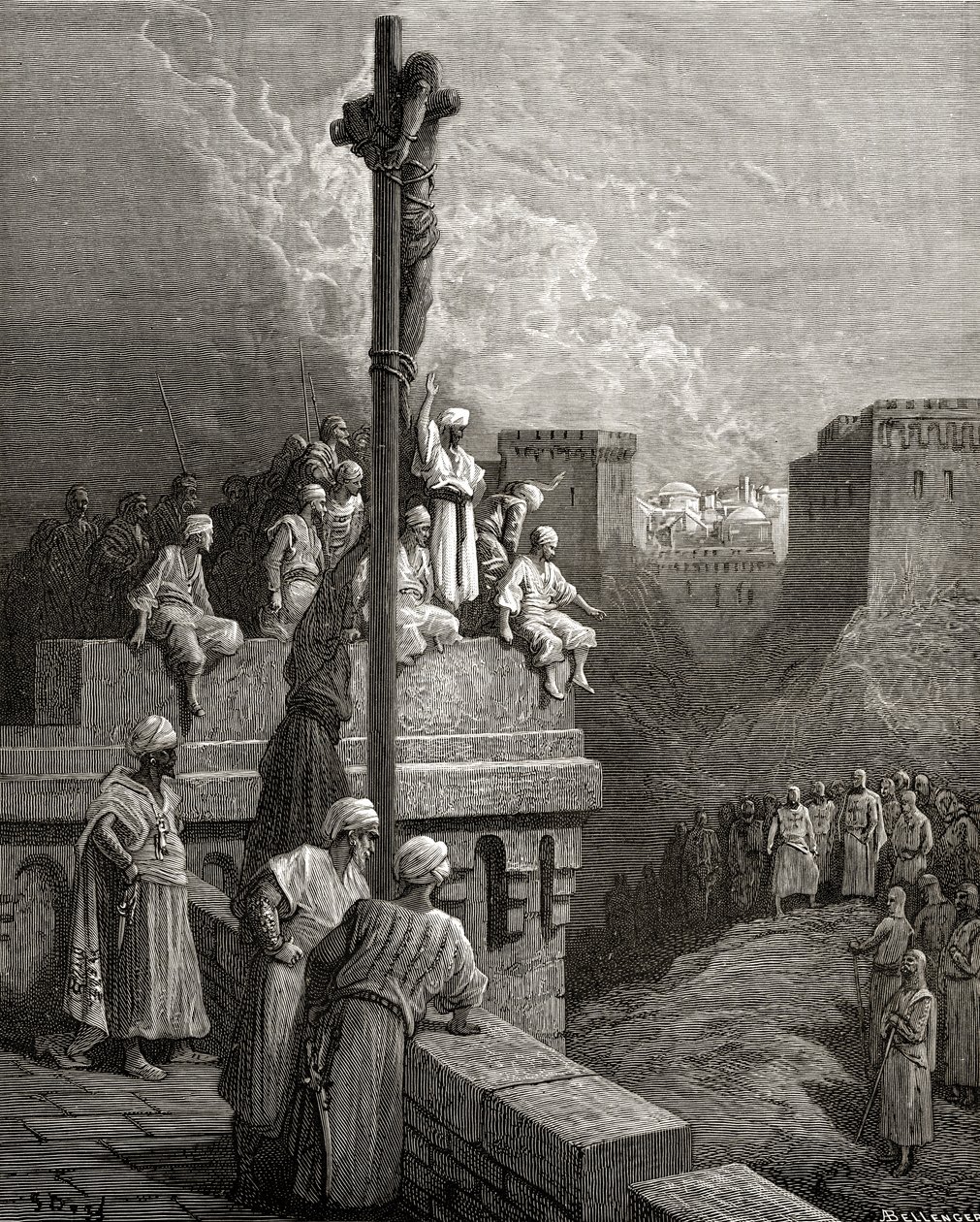 Gerard di Avesnes esposto sulle mura di Arsuf, illustrazione da 