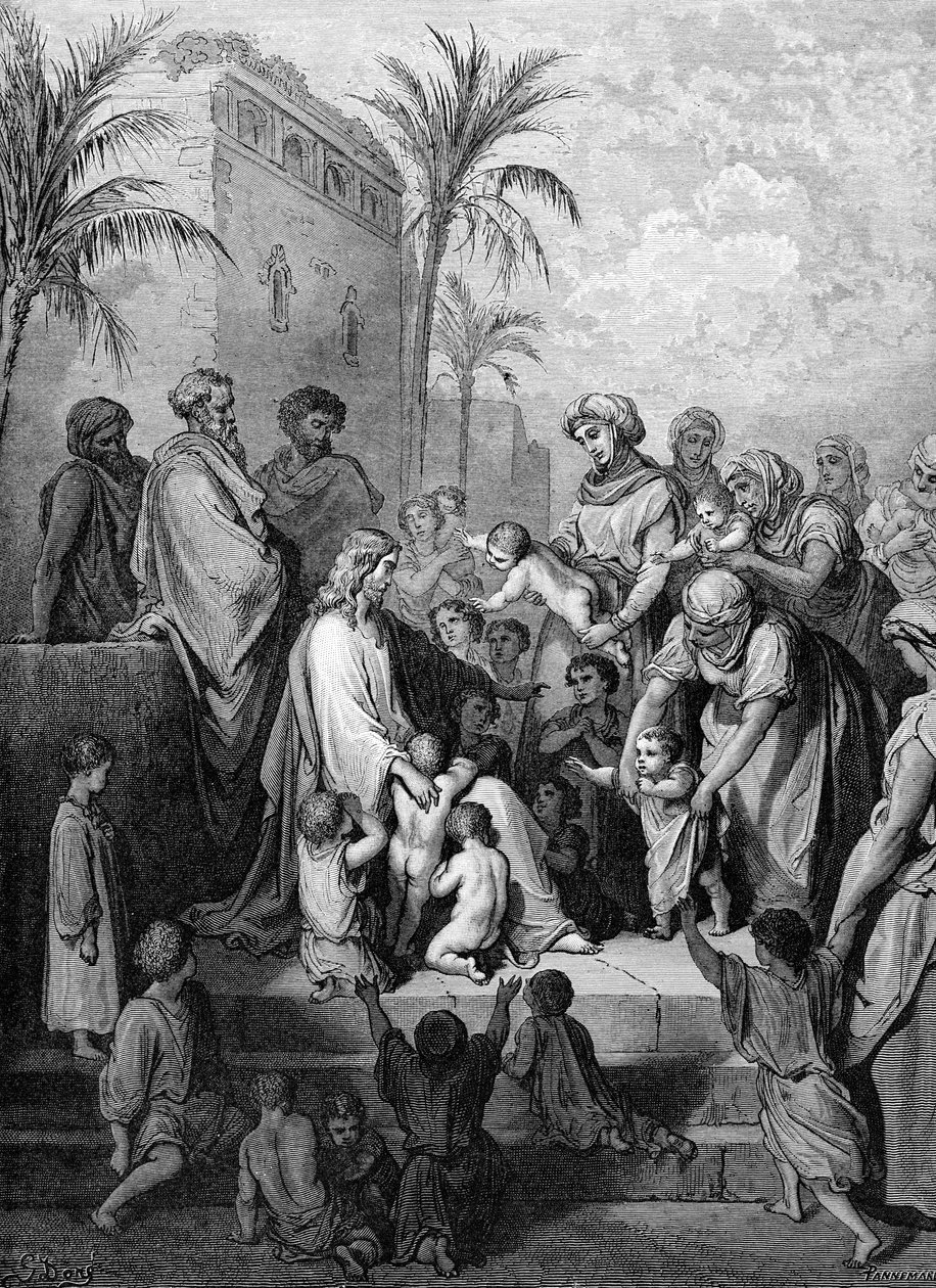 Gesù benedice i bambini, incisione di Doré da Gustave Dore