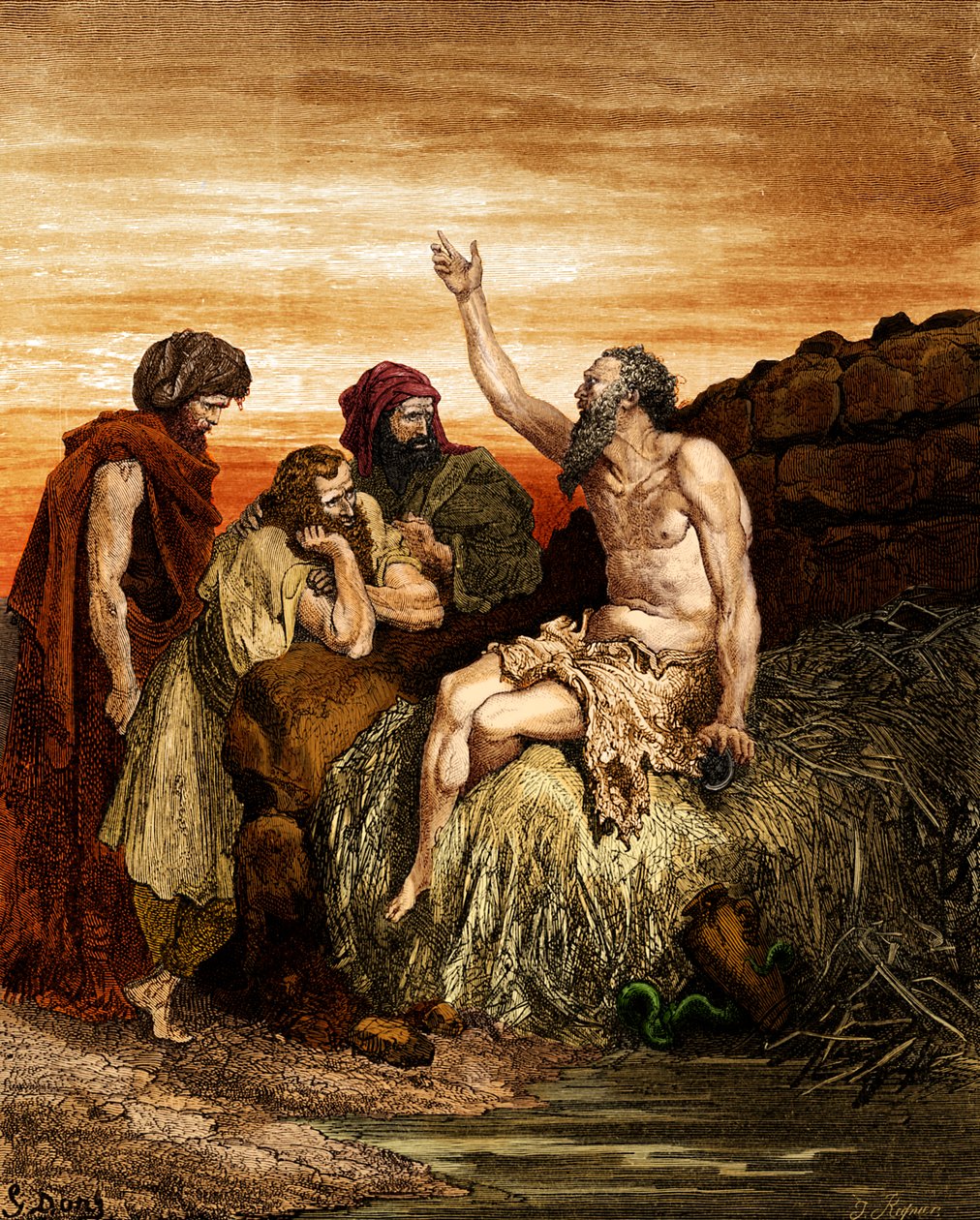 Giobbe e i suoi amici, incisione di Doré. - Bibbia da Gustave Dore