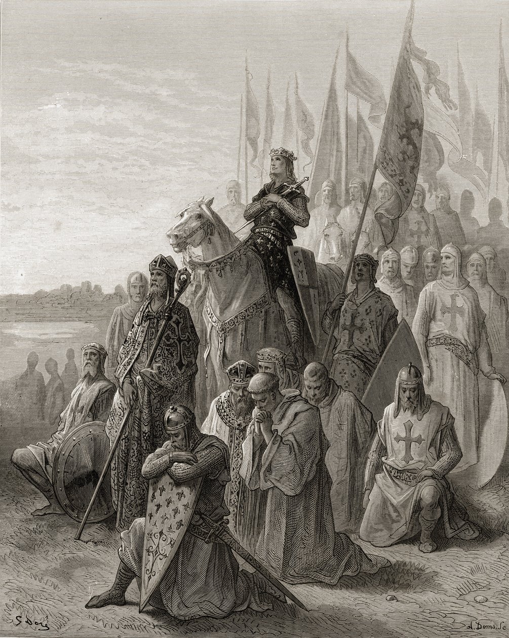 Re Luigi IX (1217-70) davanti a Damietta, illustrazione da 