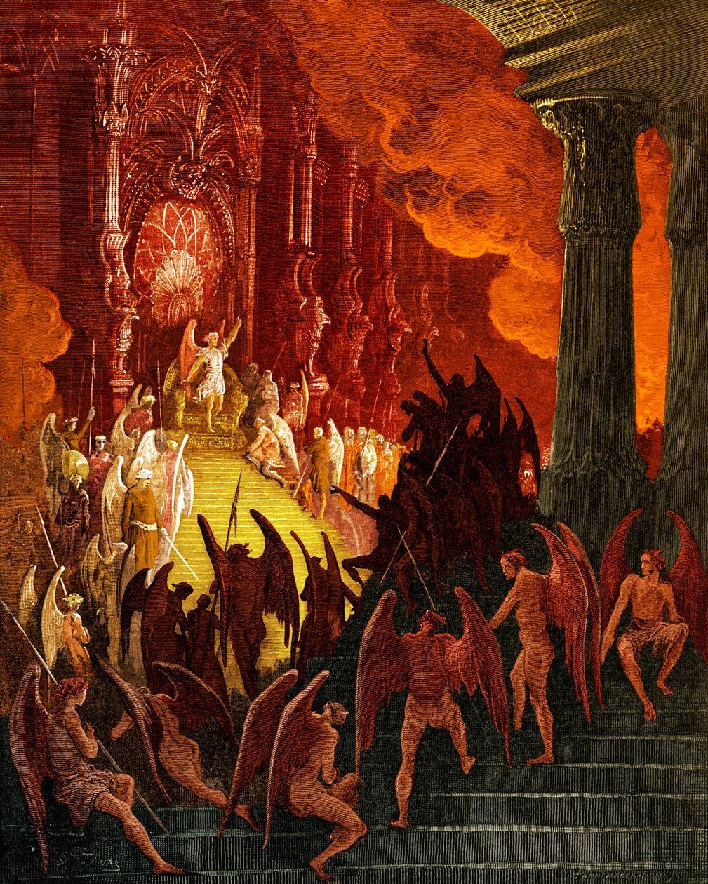 Paradiso perduto: Satana in consiglio, incisione di Gustave Doré da Gustave Dore