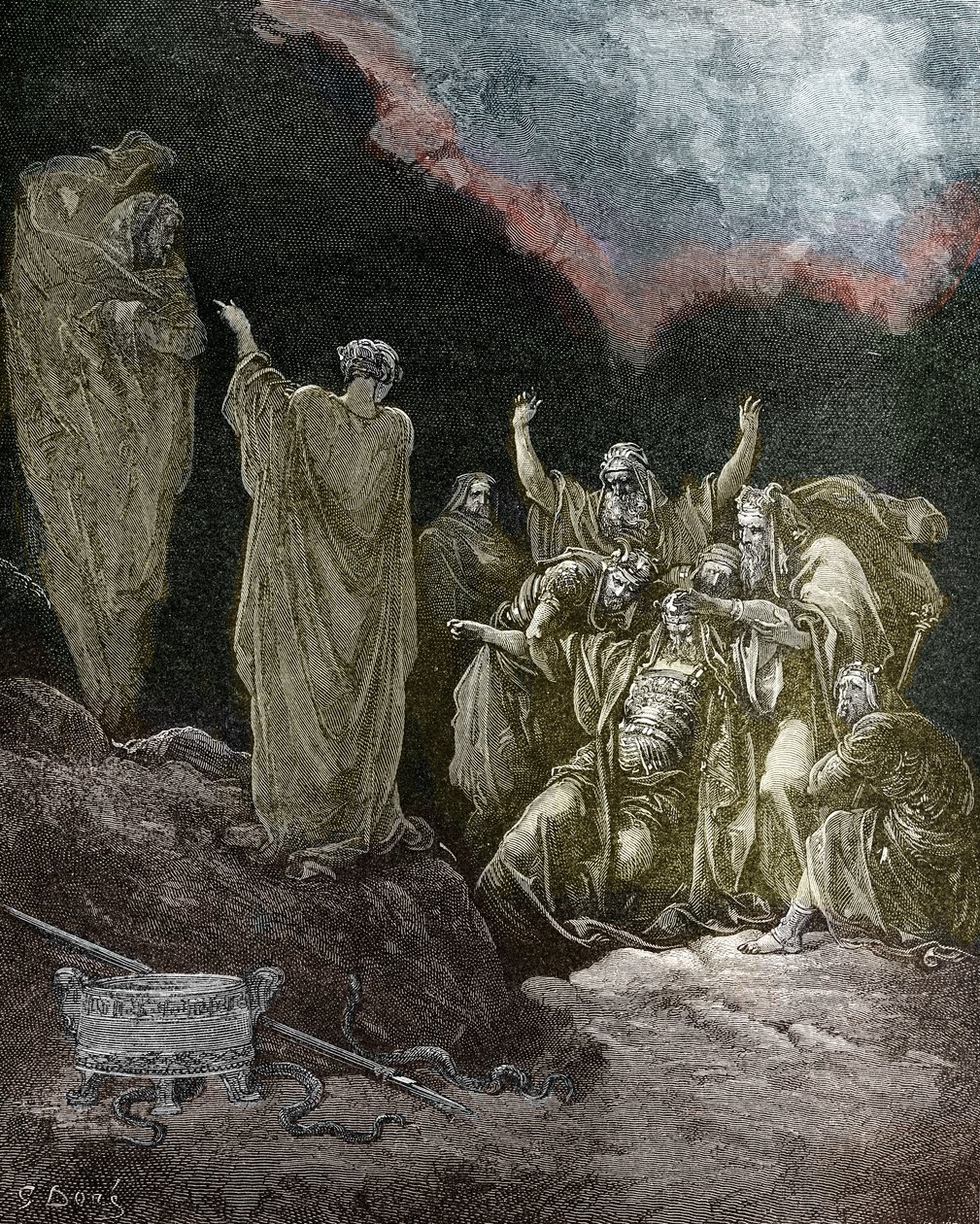 Saul e la strega di Endor, di Doré. - Bibbia da Gustave Dore