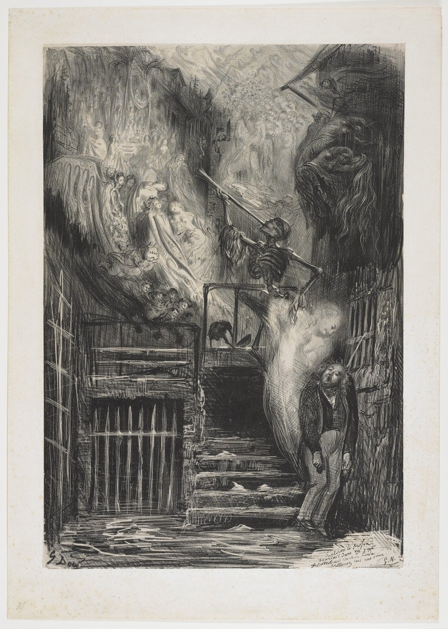 Strada della vecchia lanterna (Morte di Gérard de Nerval), 1855 da Gustave Dore