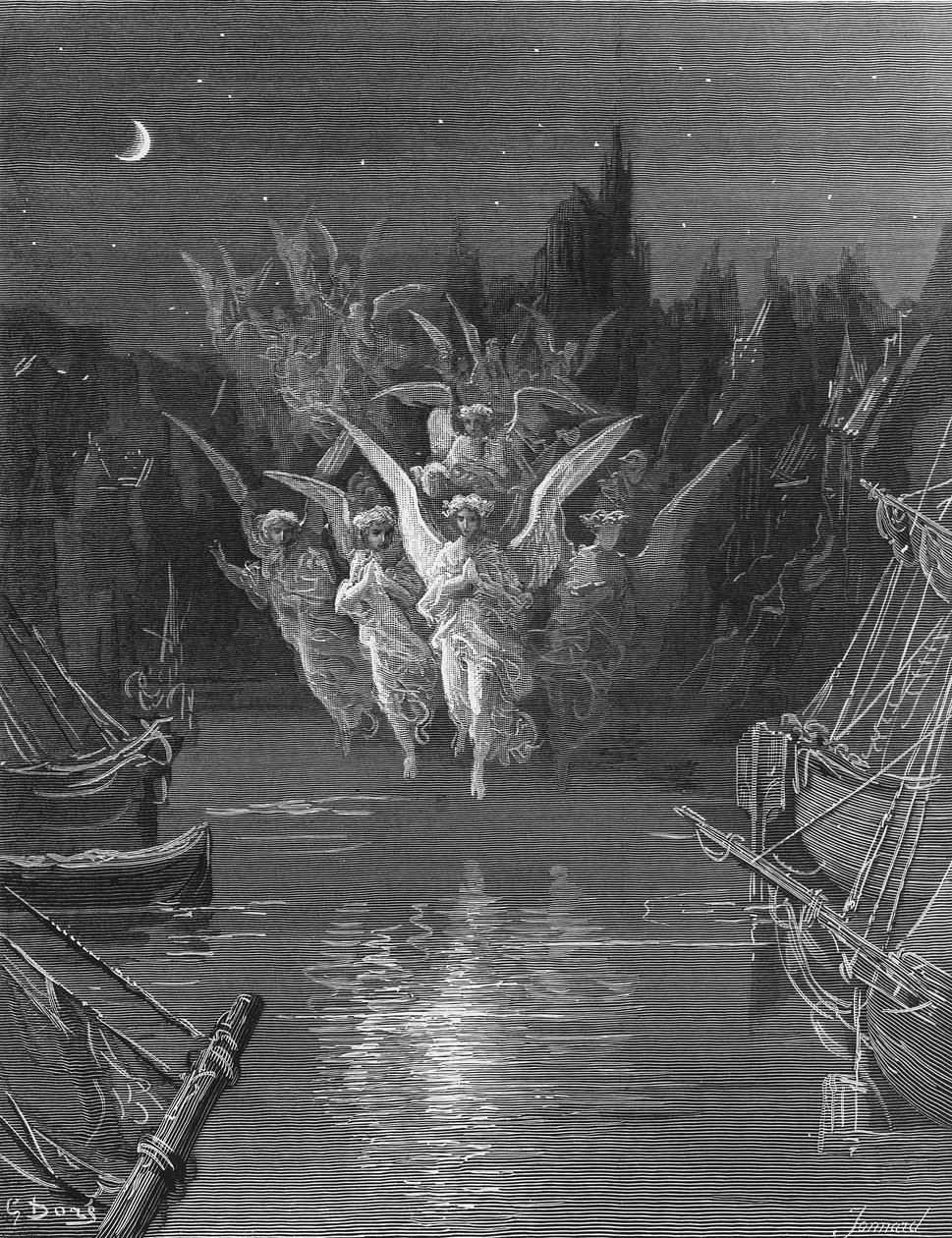 Gli spiriti angelici lasciano i corpi morti e appaiono nelle loro forme di luce, scena da 