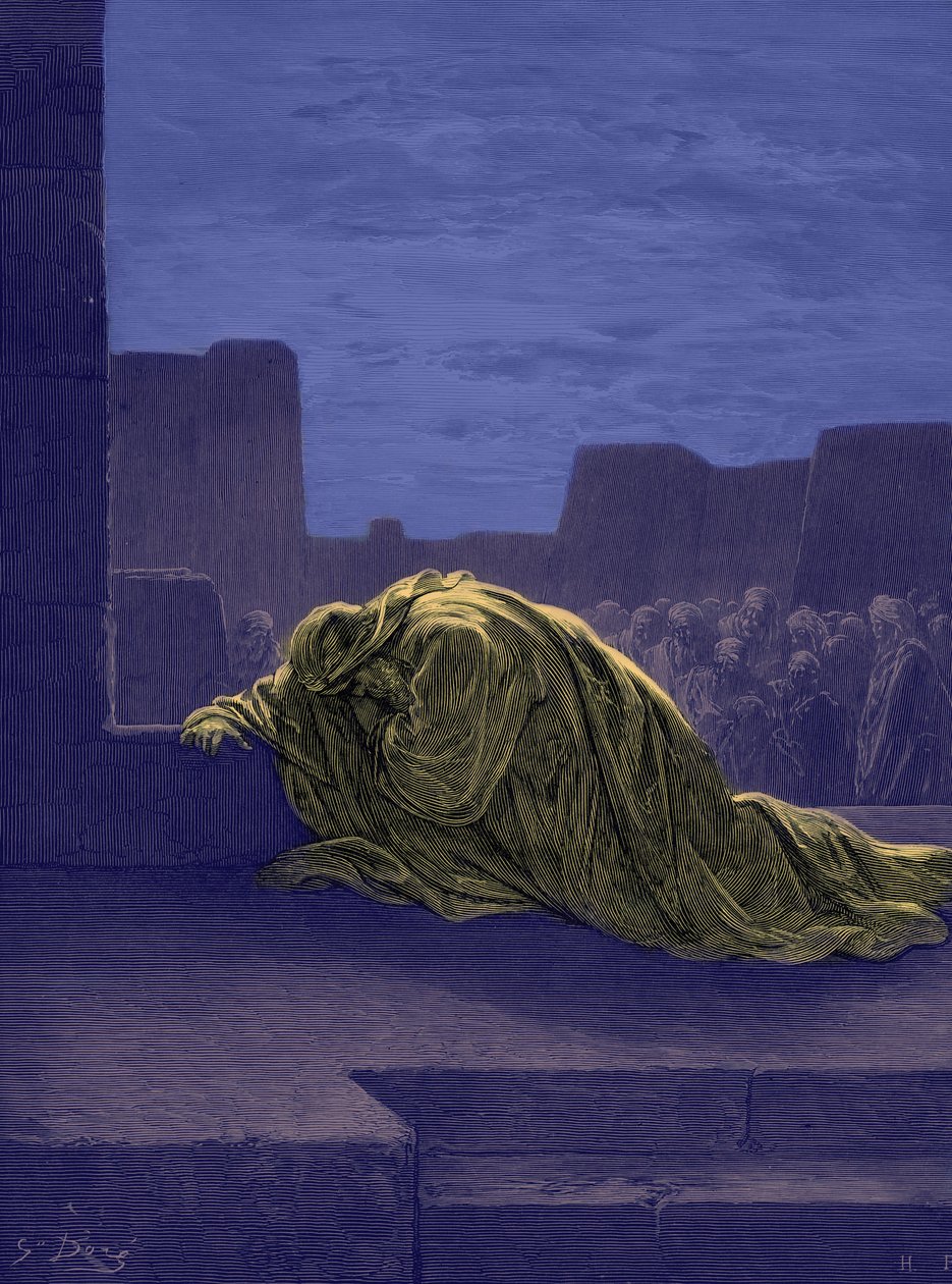 Il profeta Esdra che prega, di Gustave Doré. - Bibbia da Gustave Dore