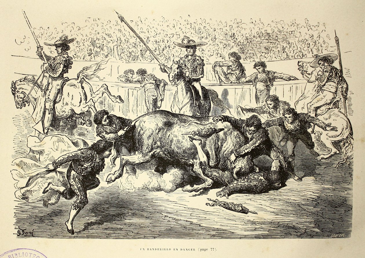 Un banderillero in pericolo da Gustave Dore