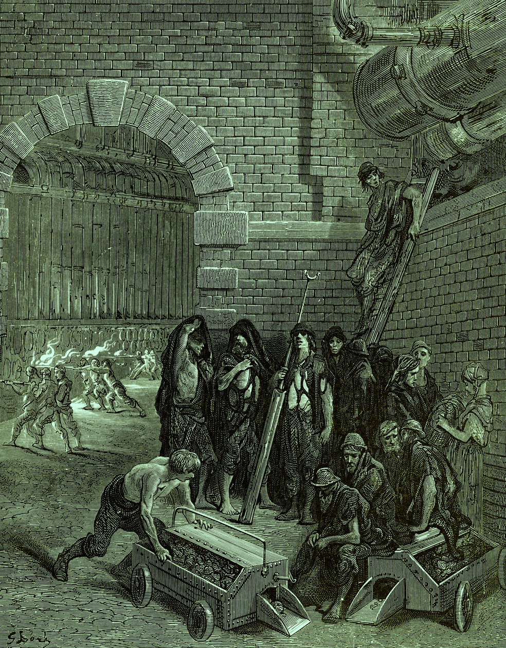 Londra vittoriana Lambeth Gasworks da Gustave Dore