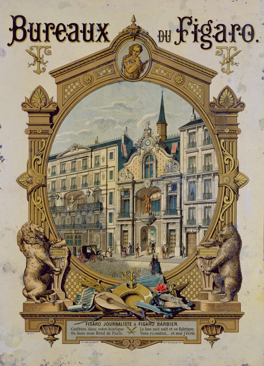 Poster pubblicitario del giornale parigino Le Figaro, c.1880 da Gustave Grimoin