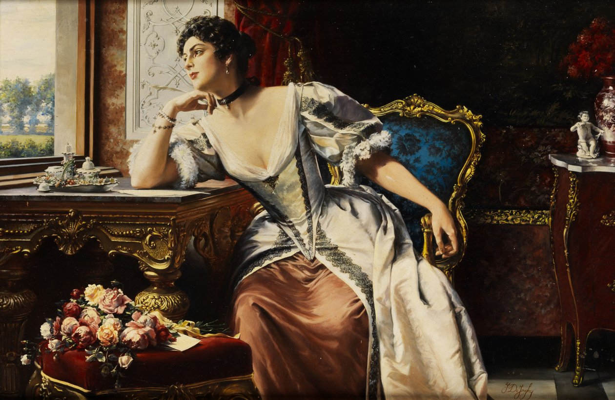 Pensieri mentre scrive la lettera da Gustave Léonard de Jonghe