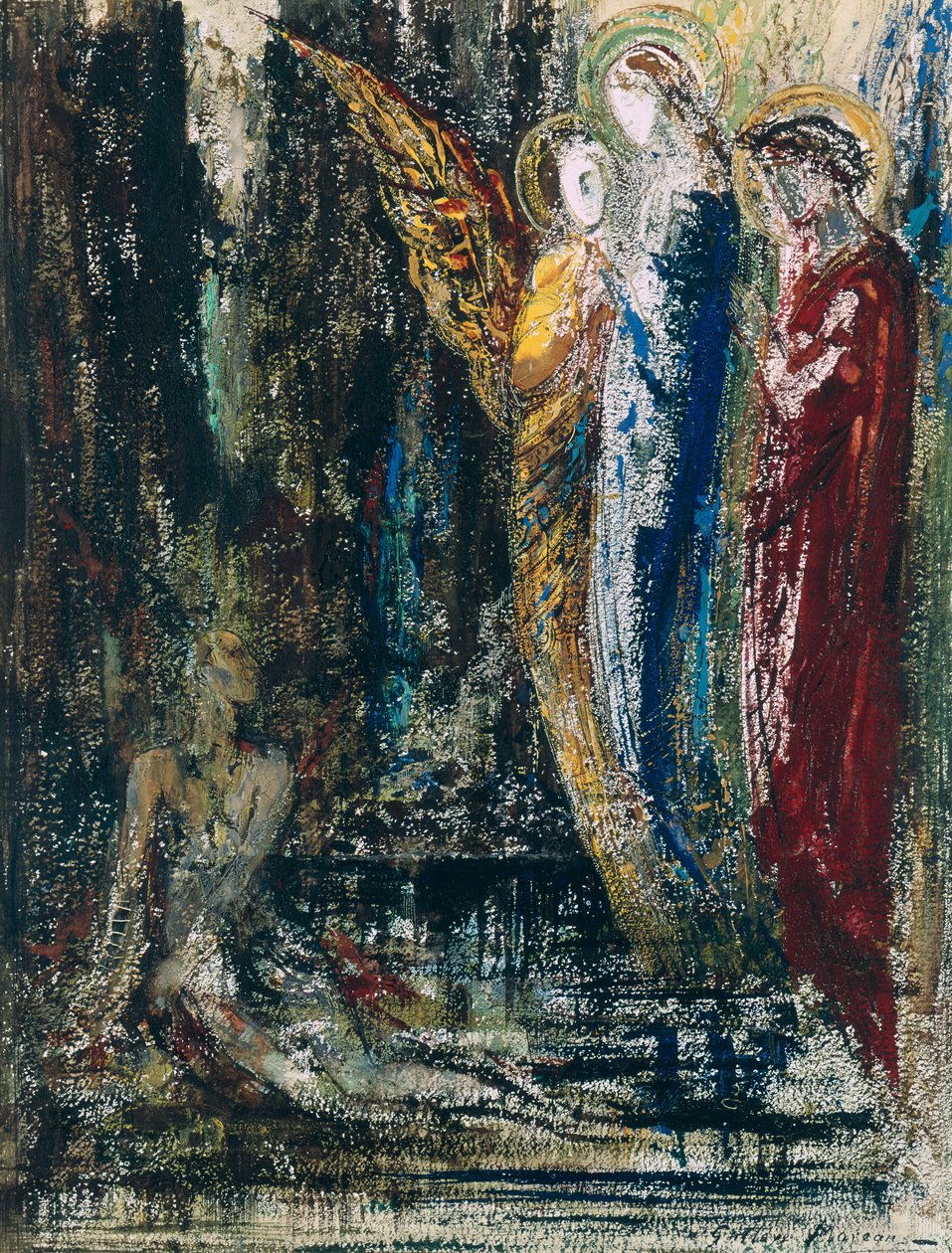 Giobbe e gli Angeli, c.1890 da Gustave Moreau