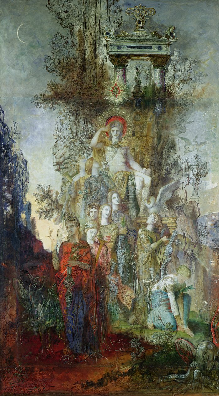 Le Muse lasciano il loro padre Apollo per andare a illuminare il mondo, 1868 da Gustave Moreau