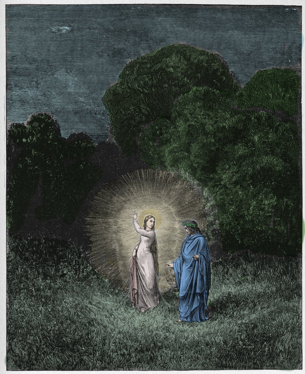 Inferno, Canto 2: Beatrice e Virgilio, illustrazione dalla Divina Commedia di Dante Alighieri, 1885 da Gustave after Dore