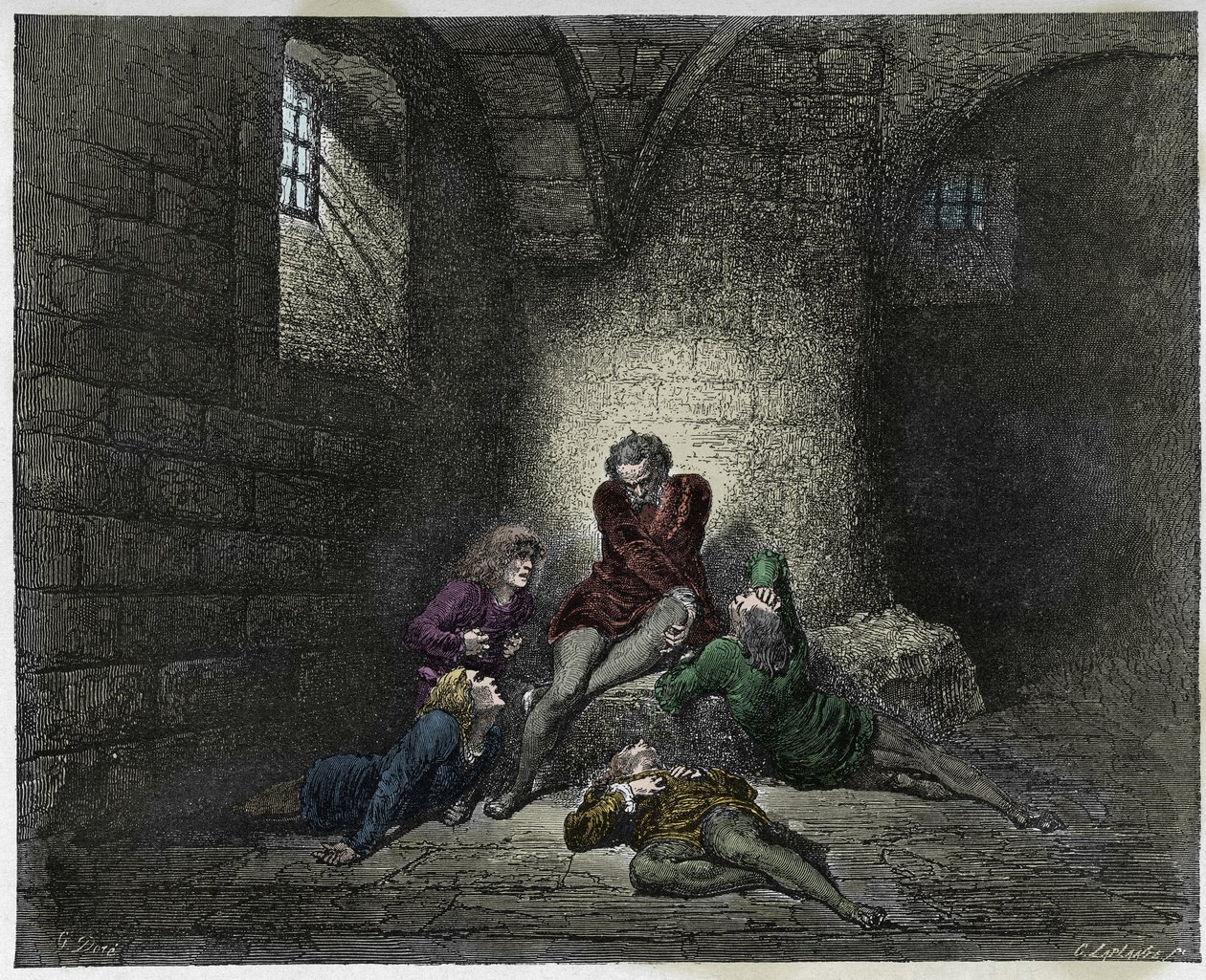 Inferno, Canto 33: Ugolino e i suoi figli murati e affamati (illustrazione dalla Divina Commedia di Dante Alighieri, 1885) da Gustave after Dore
