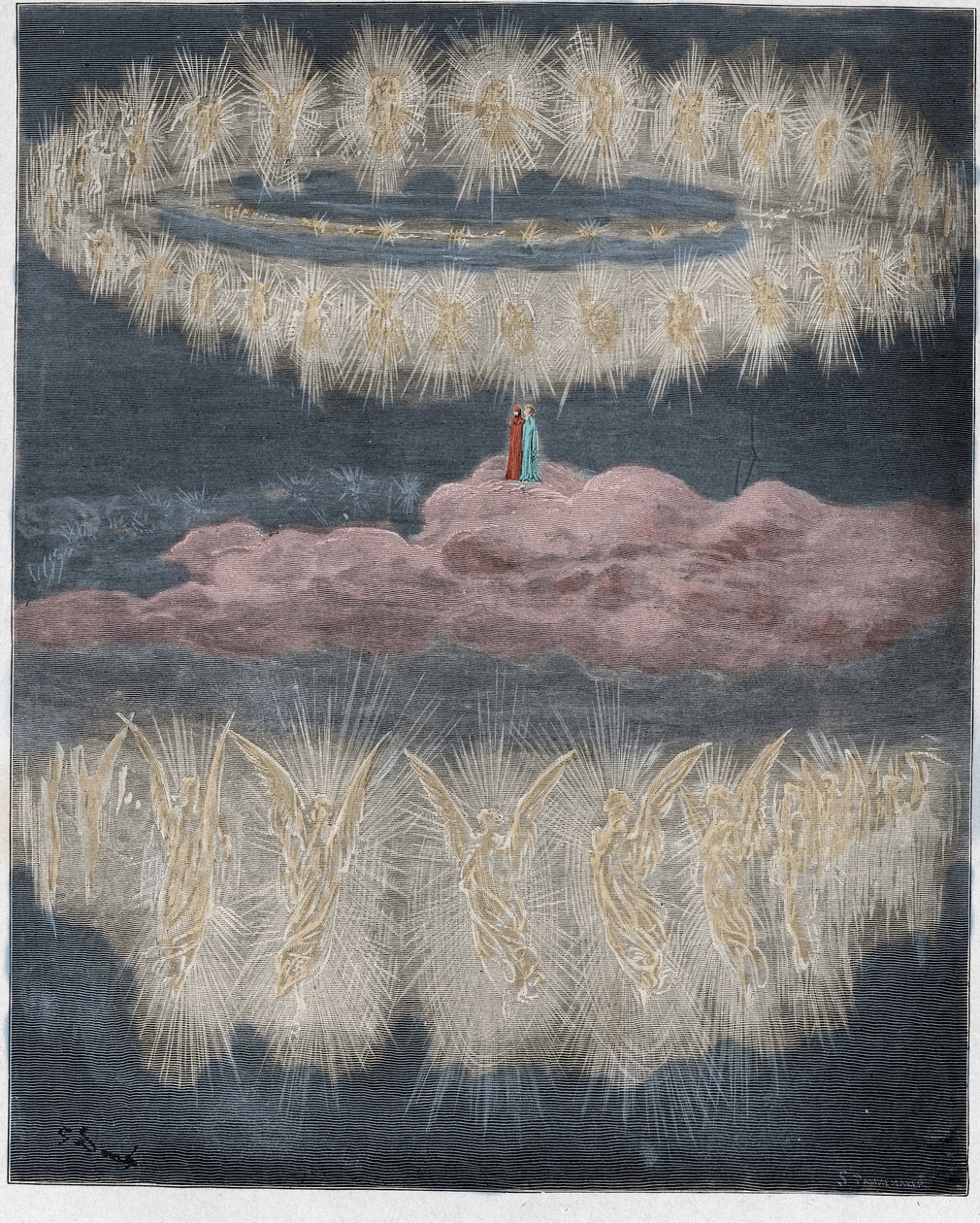 Paradiso, Canto 12: Gli anelli delle anime glorificate nel sole (illustrazione dalla Divina Commedia di Dante Alighieri, 1885) da Gustave after Dore