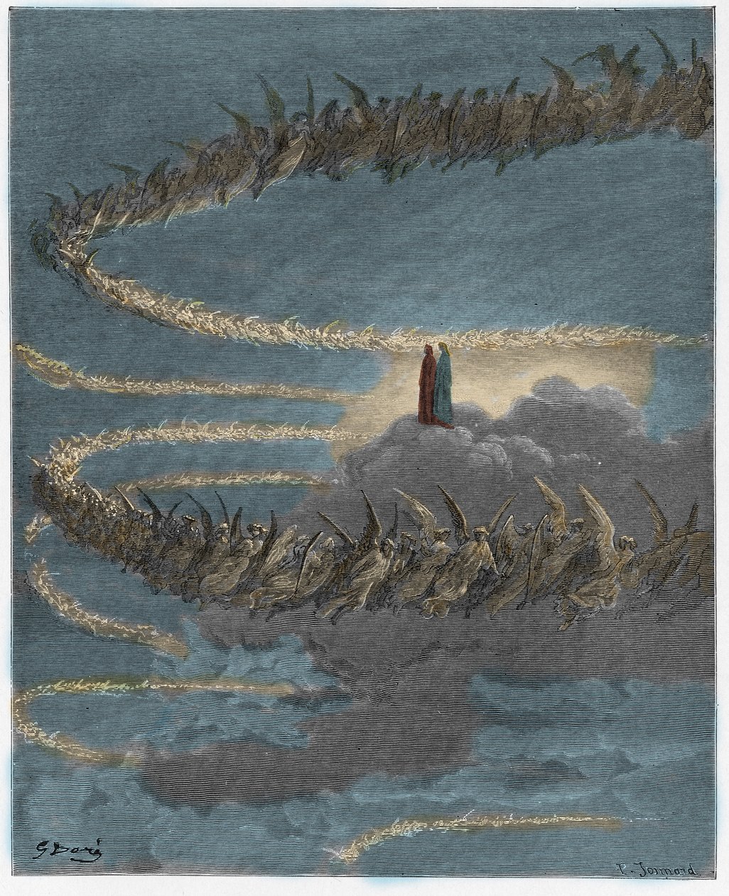 Paradiso, Canto 18: Nella sfera di Giove, le anime beate formano lettere (illustrazione dalla Divina Commedia di Dante Alighieri, 1885) da Gustave after Dore