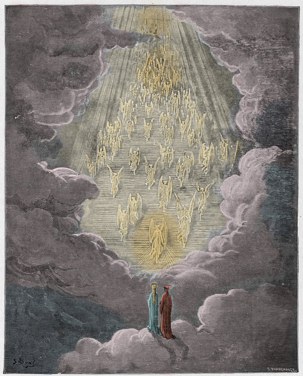 Paradiso, Canto 21: Beatrice e Dante nella sfera di Saturno (illustrazione dalla Divina Commedia di Dante Alighieri, 1885) da Gustave after Dore