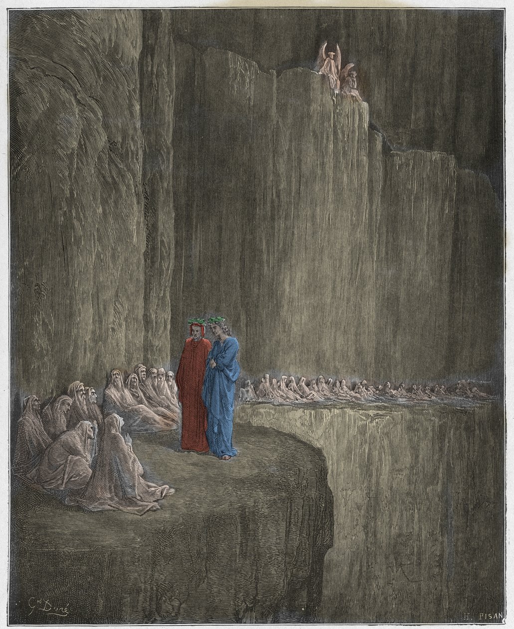 Purgatorio, Canto 13: Sapia purifica la sua vita colpevole (illustrazione dalla Divina Commedia di Dante Alighieri, 1885) da Gustave after Dore