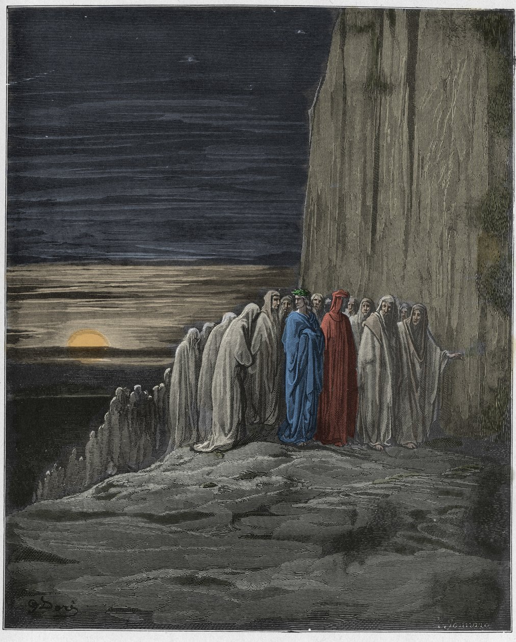Purgatorio, Canto 18: La moltitudine degli accidiosi (illustrazione dalla Divina Commedia di Dante Alighieri, 1885) da Gustave after Dore