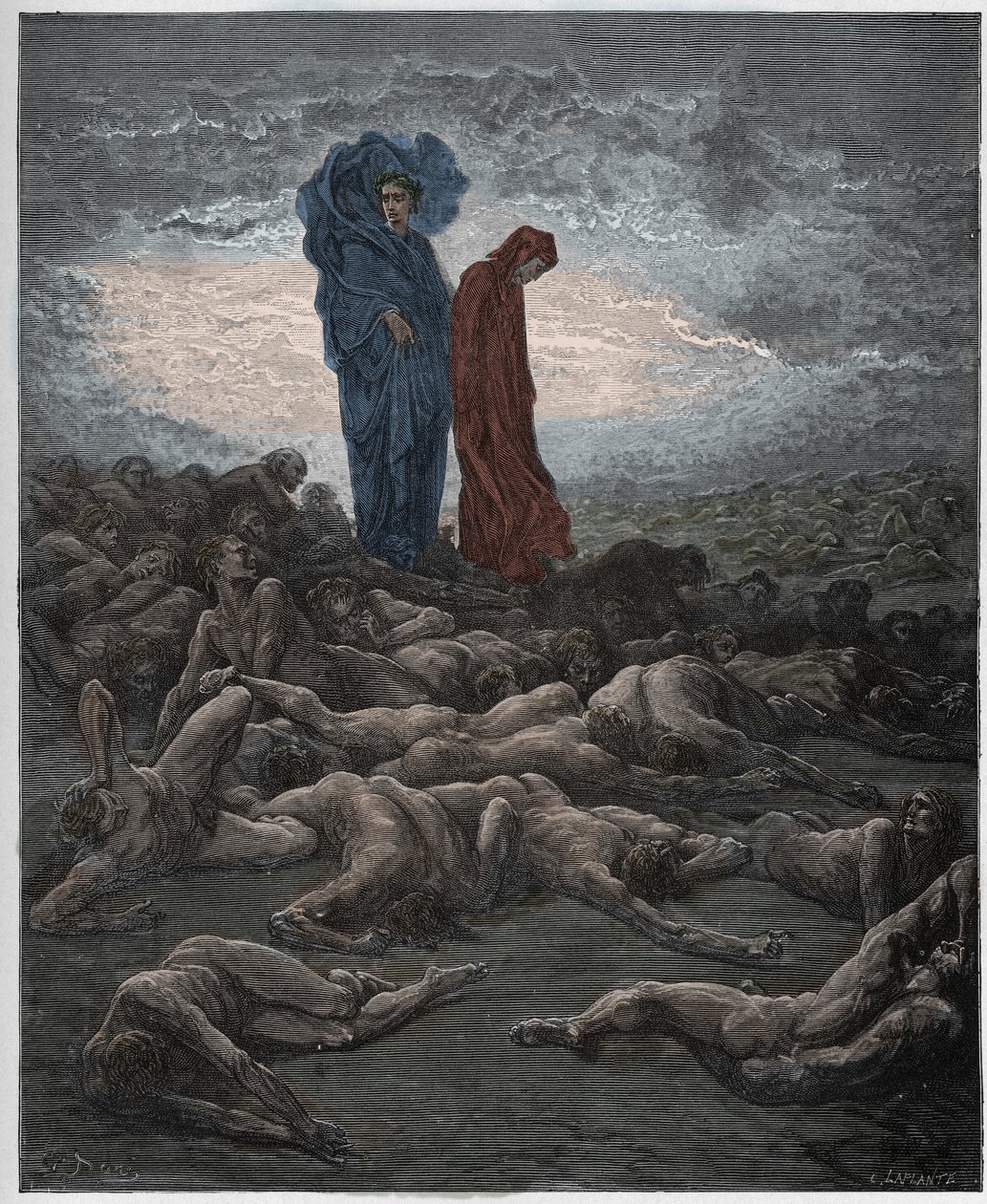 Purgatorio, Canto 20: Le anime degli avari (illustrazione dalla Divina Commedia di Dante Alighieri, 1885) da Gustave after Dore