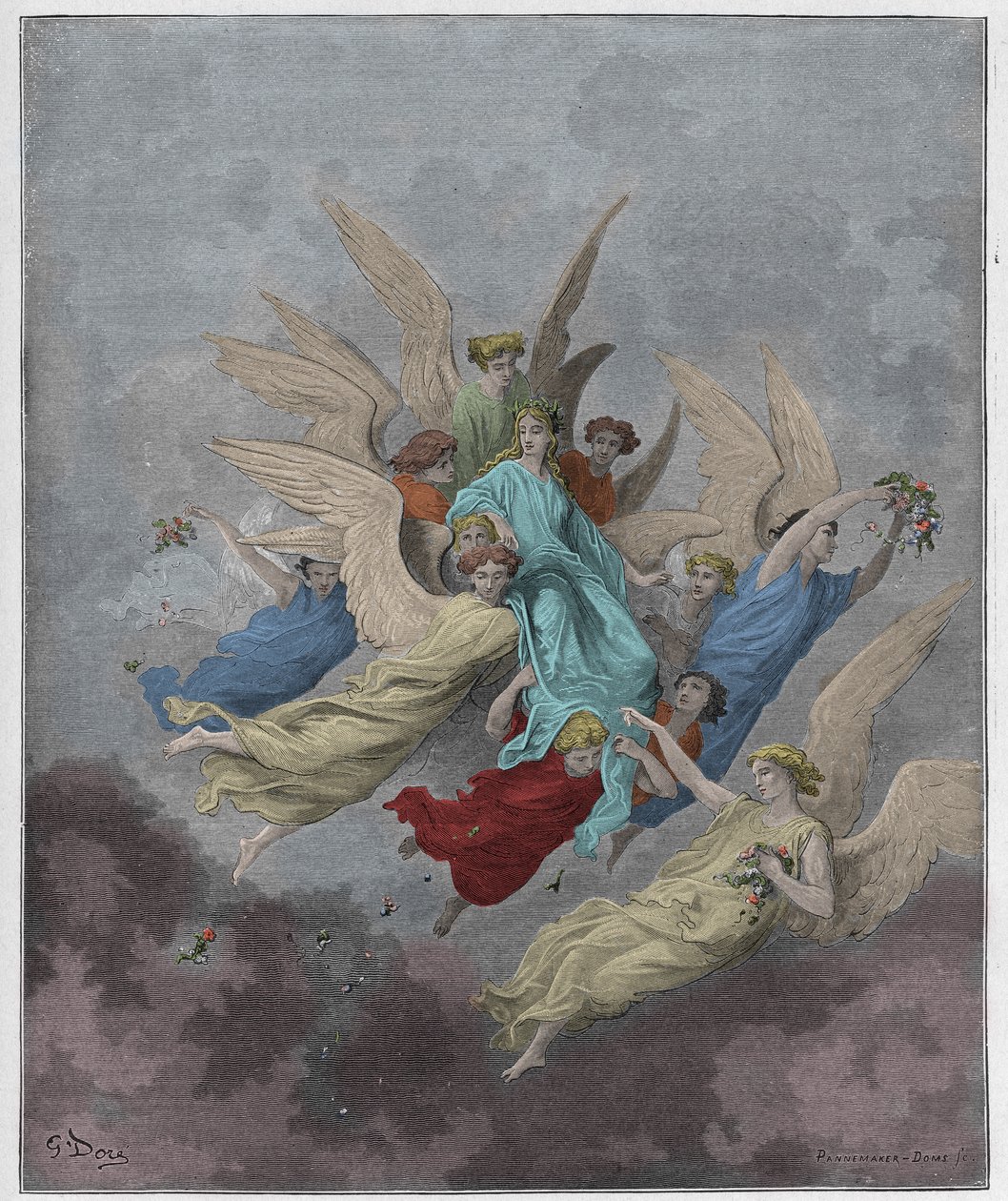 Purgatorio, Canto 30: Beatrice tra gli angeli (illustrazione dalla Divina Commedia di Dante Alighieri, 1885) da Gustave after Dore