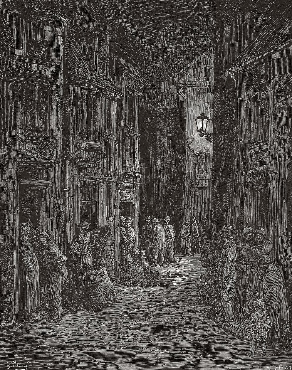 Baraccopoli di Bluegate Fields, Londra nel XIX secolo da Gustave (after) Dore
