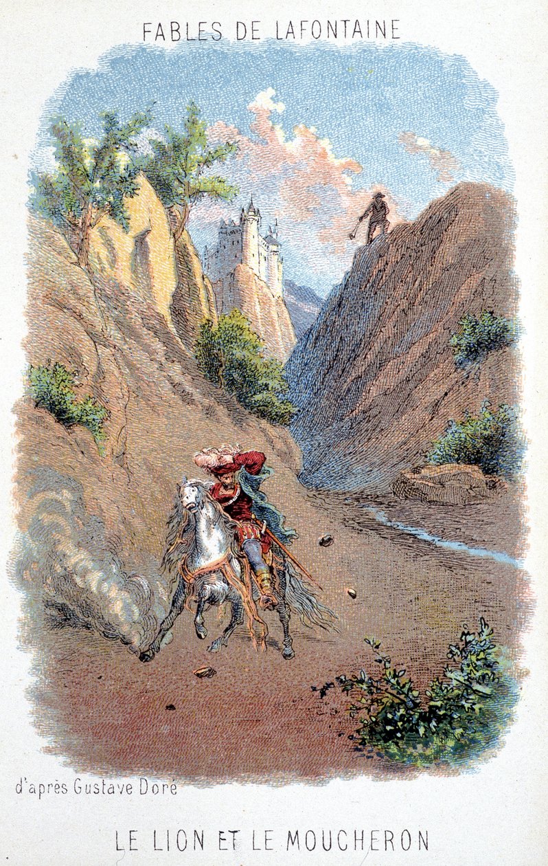 Favole di La Fontaine: Il leone e il moscerino, dopo Gustave Doré da Gustave (after) Dore