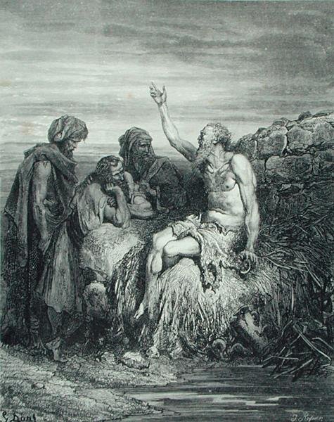 Giobbe e i suoi amici, inciso da J. Regnier, c.1868 da Gustave (after) Dore