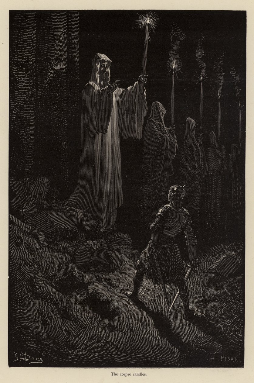 Le candele del cadavere (incisione) da Gustave (after) Dore
