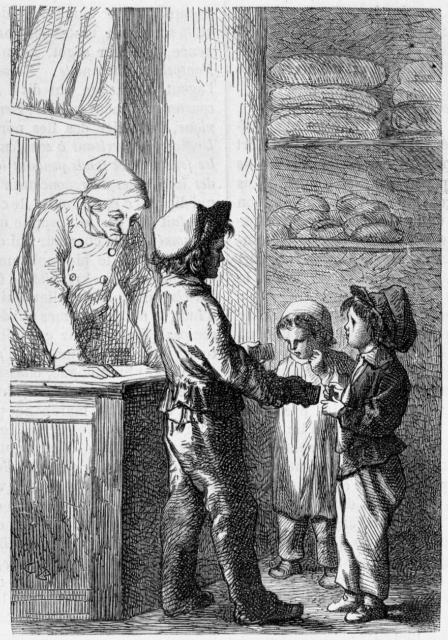 Gavroche dà pane ai bambini - in 
