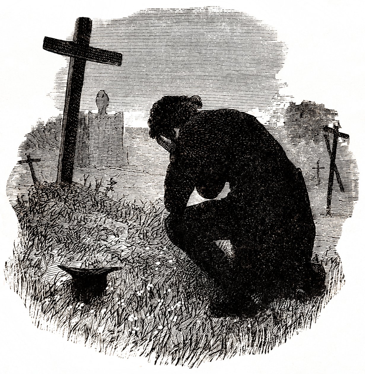 Lutto (per Les Miserables di Victor Hugo) (incisione, fine XIX secolo) da Gustave Brion