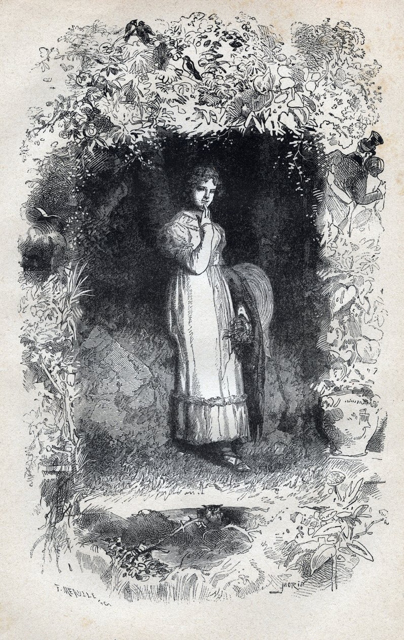Ritratto di Fantine innamorata di Tholomyes - Illustrazione di Gustave Brion per "I miserabili - Prima parte: Fantine" di Victor Hugo 1862 da Gustave Brion