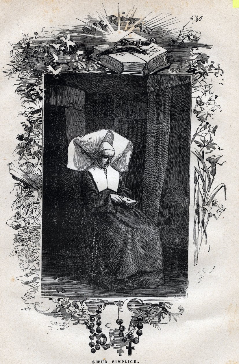 Ritratto di Suor Simplice - Illustrazione di Gustave Brion (1824-1877) per "I Miserabili - Prima parte: Fantine" di Victor Hugo (1802-1885) 1862 da Gustave Brion
