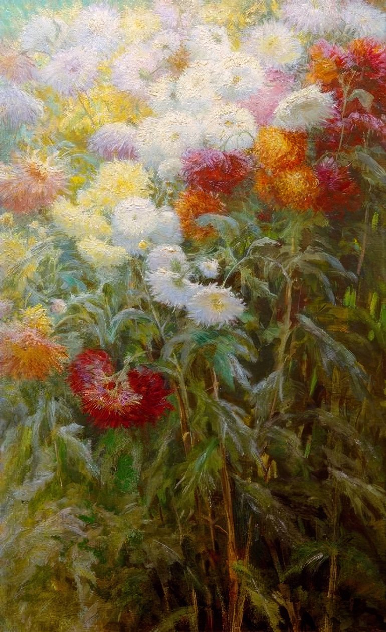 Massa di crisantemi, giardino del Petit Gennevilliers da Gustave Caillebotte