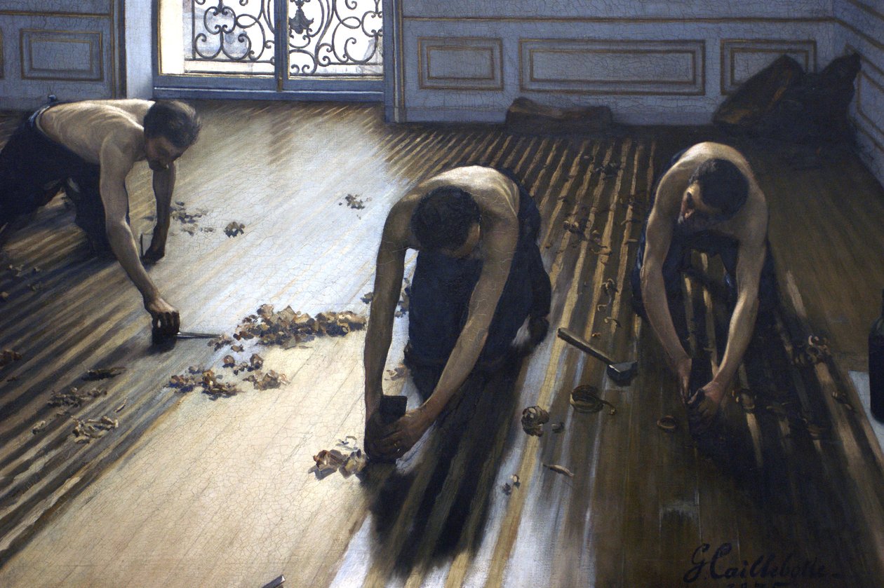 I raschiatori del pavimento - una sezione del dipinto. da Gustave Caillebotte