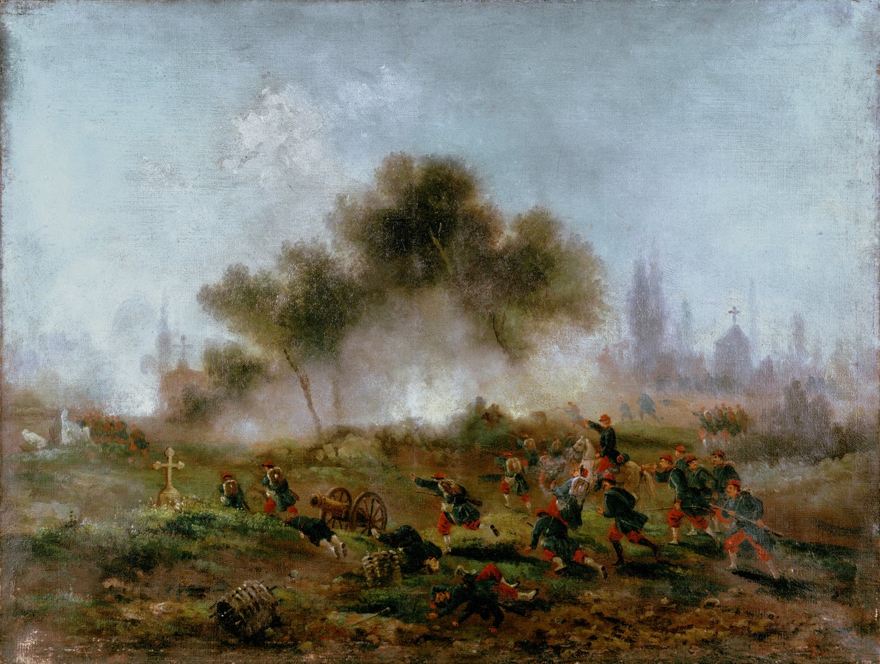 Comune di Parigi: assalto a un cimitero da parte delle truppe regolari e cattura delle barricate nel maggio 1871 da Gustave Clarence Rodolphe Boulanger