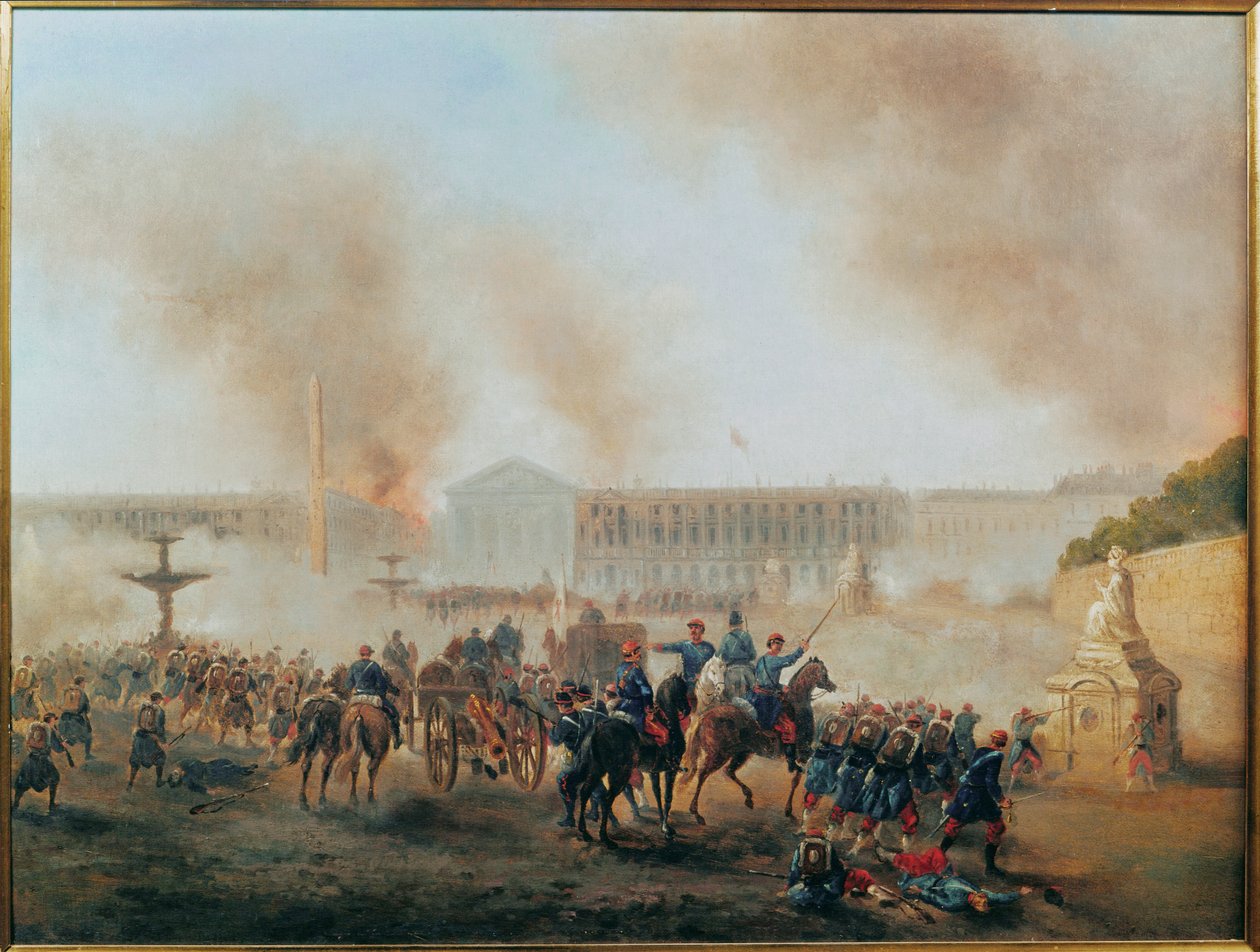 La Comune: battaglia in Place de la Concorde ... (dipinto su tela) da Gustave Clarence Rodolphe Boulanger