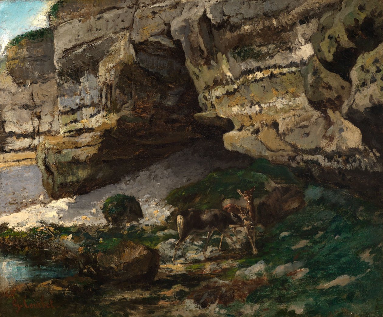 Paesaggio roccioso con caprioli da Gustave Courbet