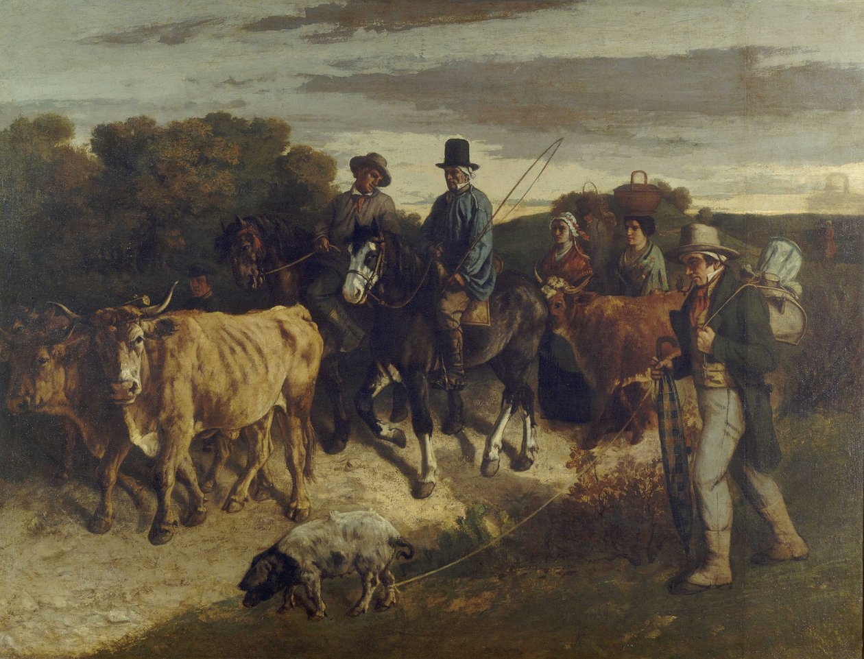 Francese:  Les Paysans de Flagey revenant de la foire Contadini di Flagey di ritorno dalla fiera da Gustave Courbet