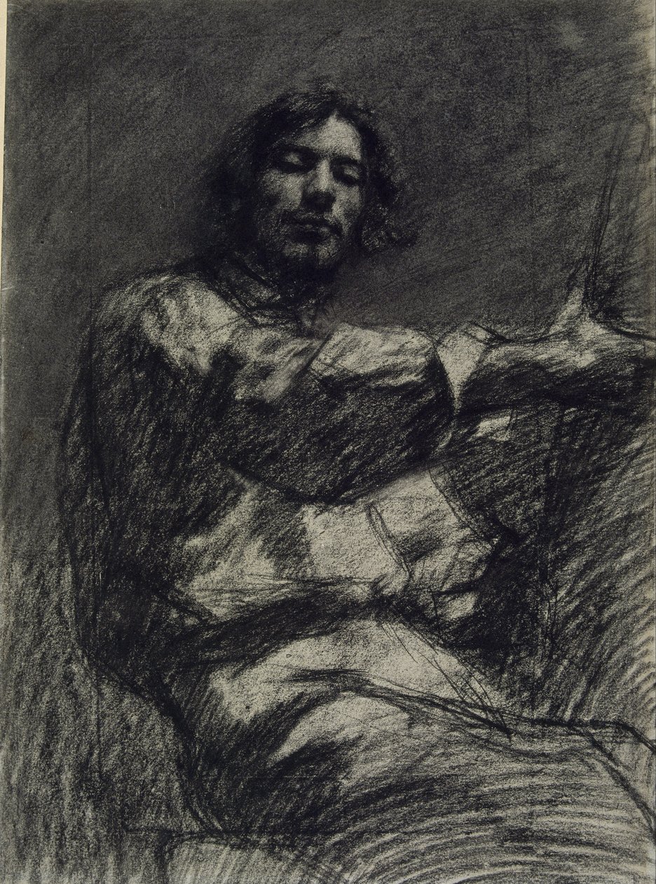 Giovane uomo seduto, studio. Autoritratto al cavalletto da Gustave Courbet