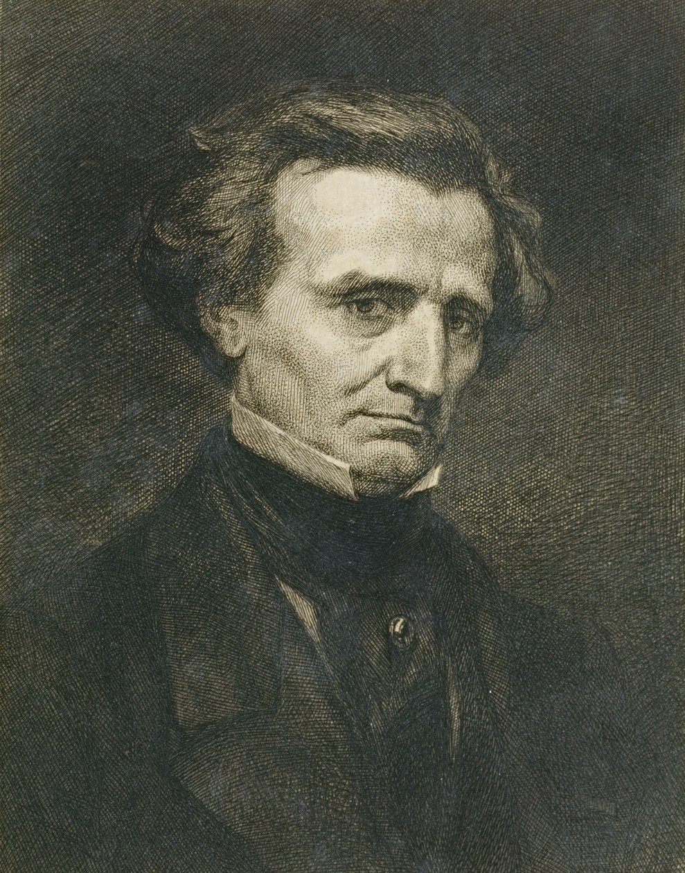Ritratto di Hector Berlioz (1803-69) inciso da A. Gilbert, pub. nella 