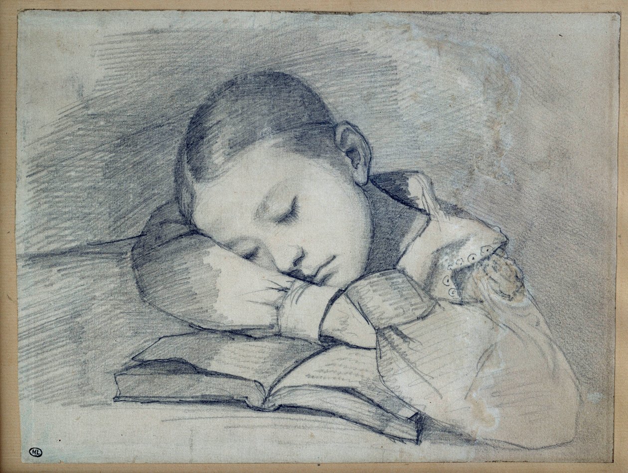 Ritratto di Juliette Courbet che dorme. Disegno a mina di piombo di Gustave Courbet (1819-1877). 1841. Dim. 0,20 x 0,26. Parigi, Museo d