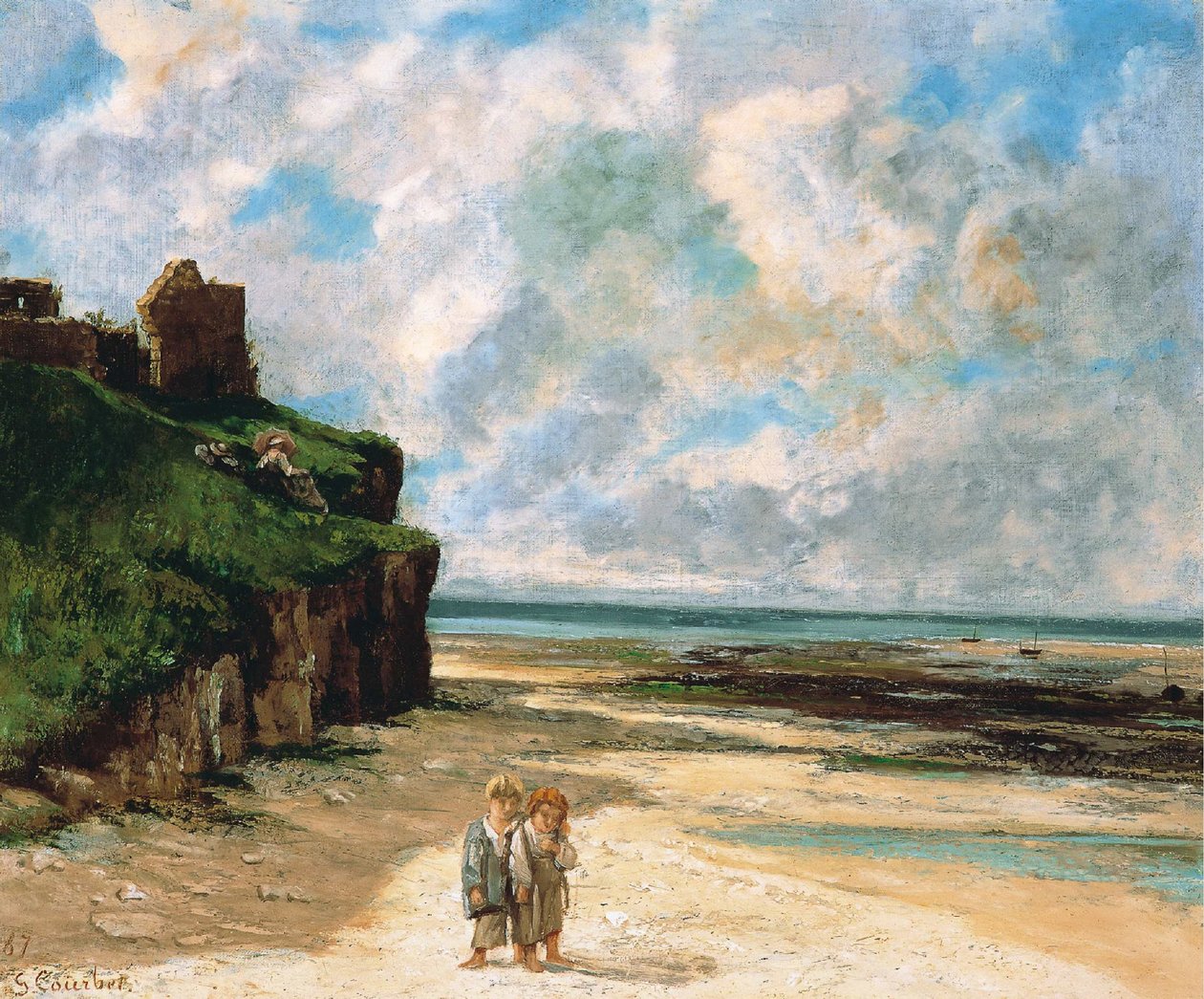 La spiaggia di Saint-Aubin-sur-Mer da Gustave Courbet
