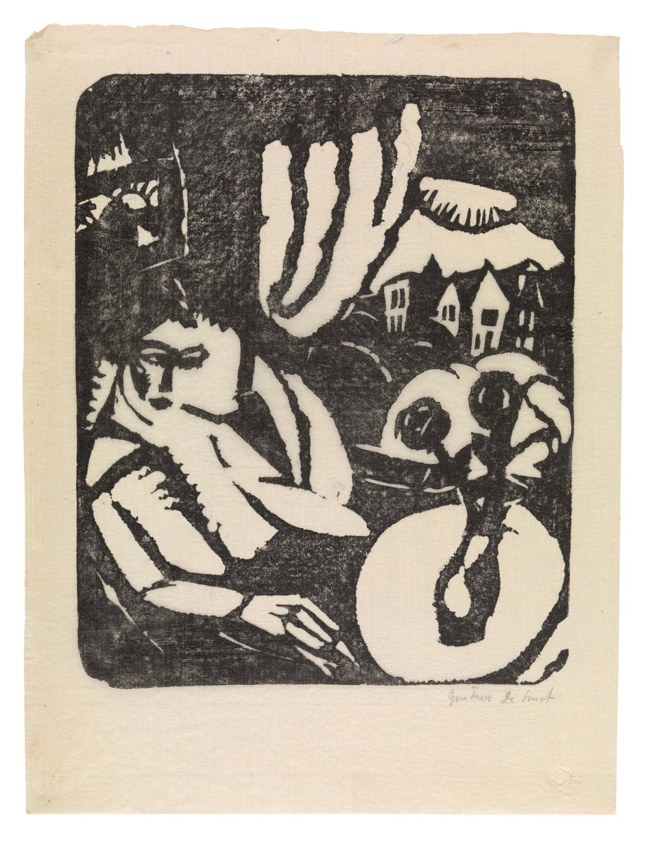 Olandese: Interieur o donna seduta alla finestra da Gustave de Smet