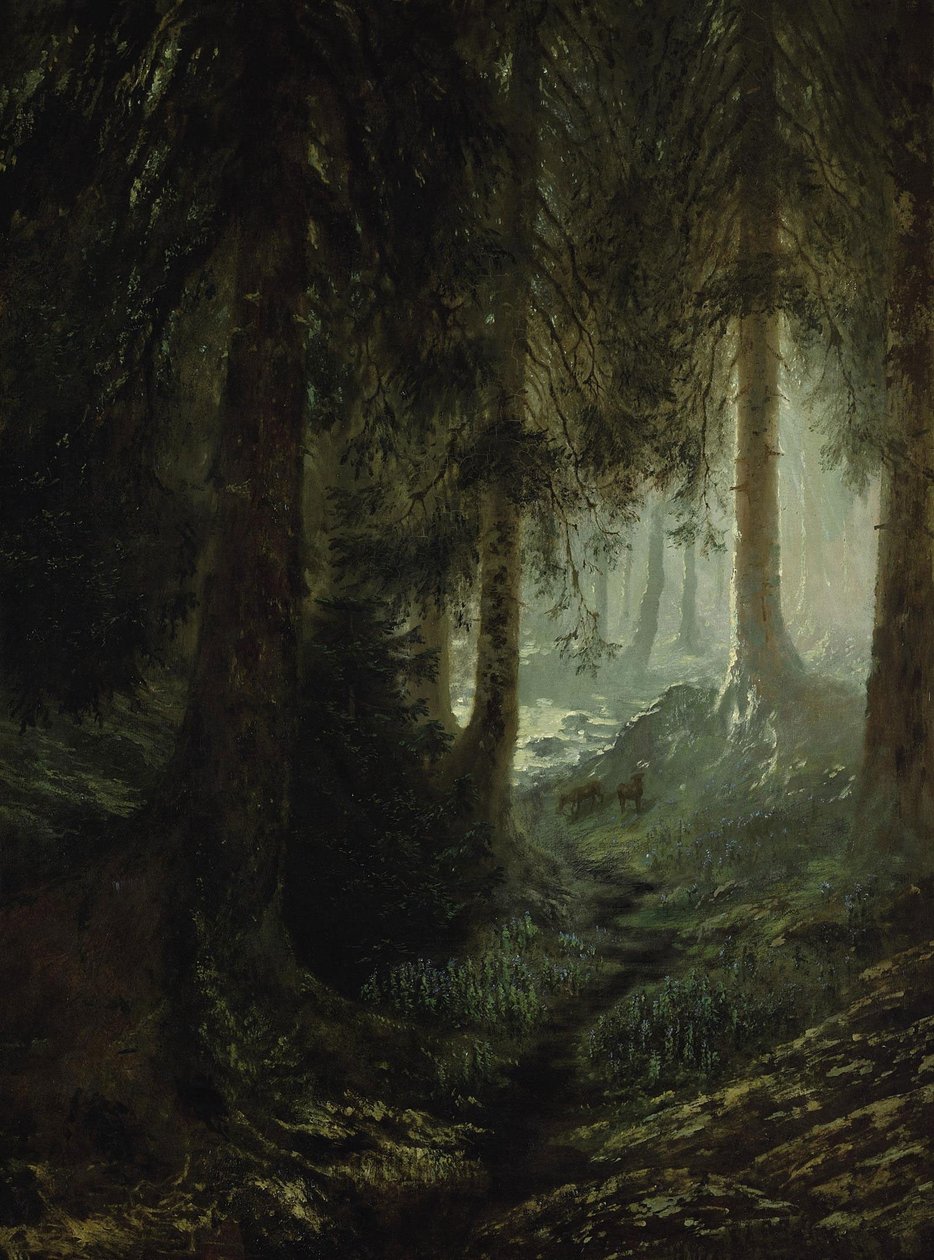 Cervi in un paesaggio forestale da Gustave Dore