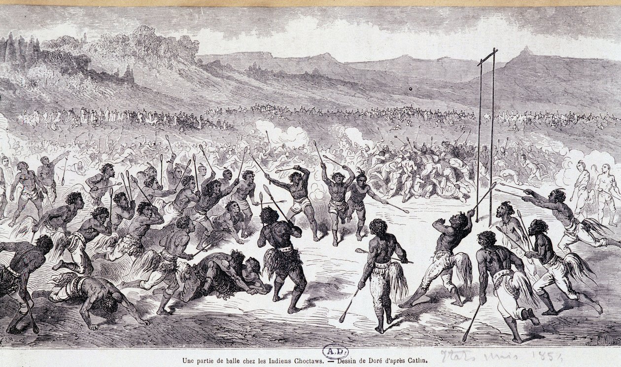 Una partita di pallone tra gli indiani Choctaw - incisione di Gustave Doré da Gustave Dore