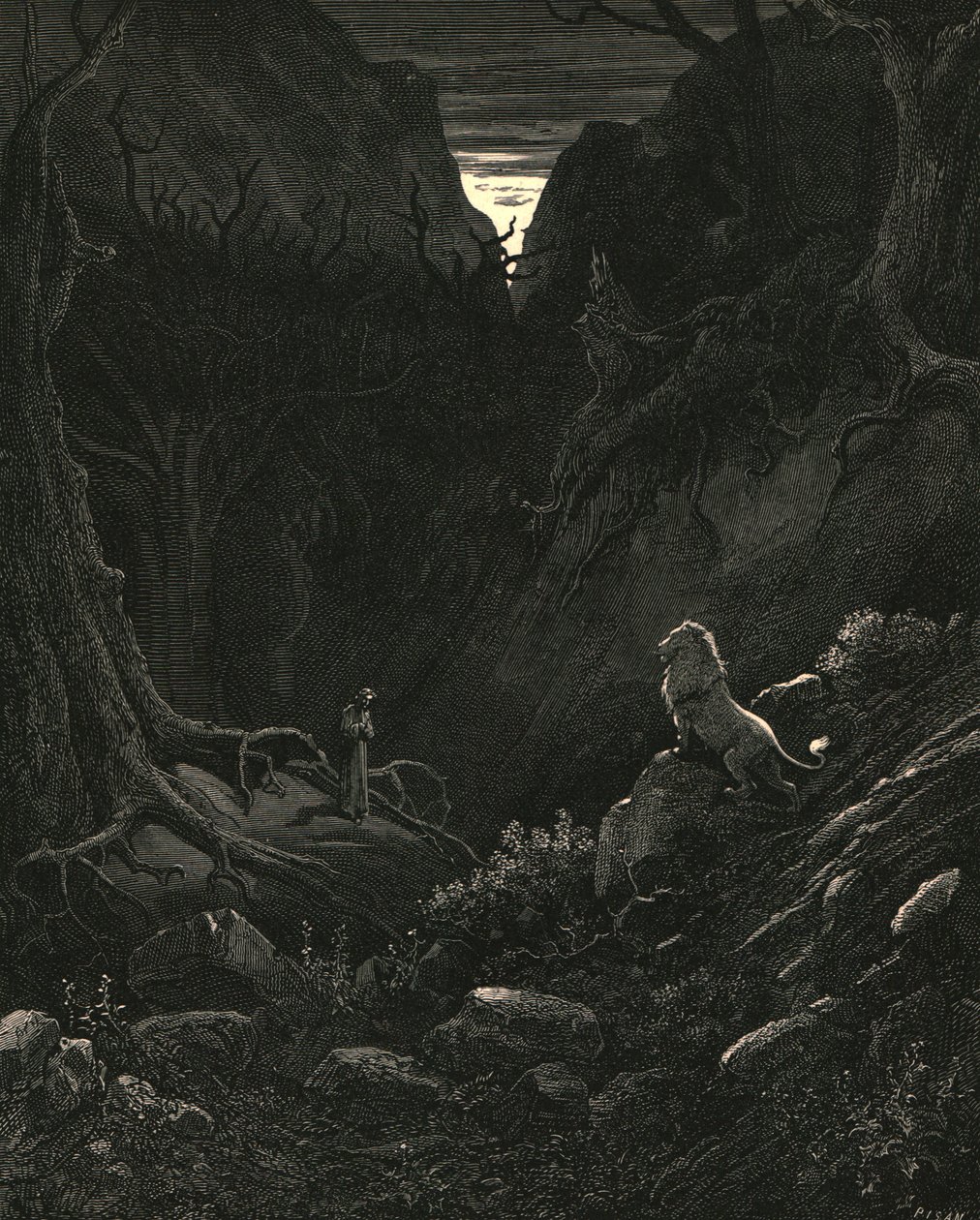 Un leone venne, contro di me come apparve, c1890 da Gustave Dore