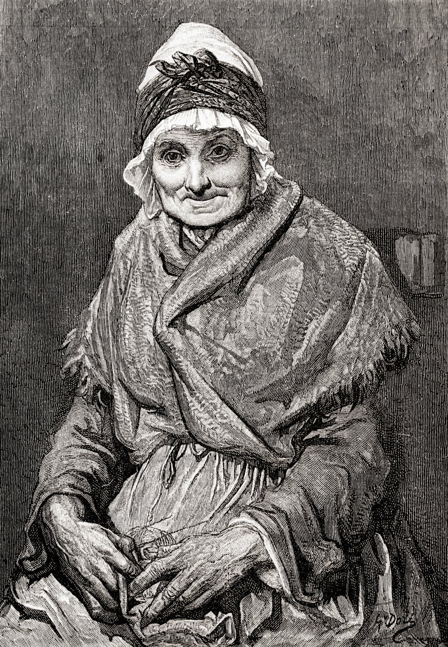 Dopo un disegno fatto nel 1880 da Gustave Doré della sua infermiera Françoise. Da Vita e Ricordi di Gustave Doré, pubblicato nel 1885 da Gustave Dore