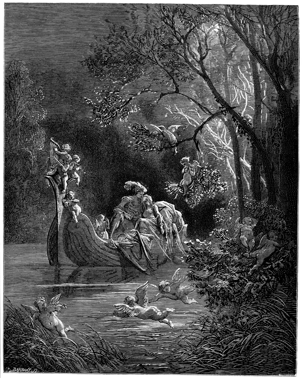 Alcina e Ruggiero come amanti felici a pesca da Gustave Dore