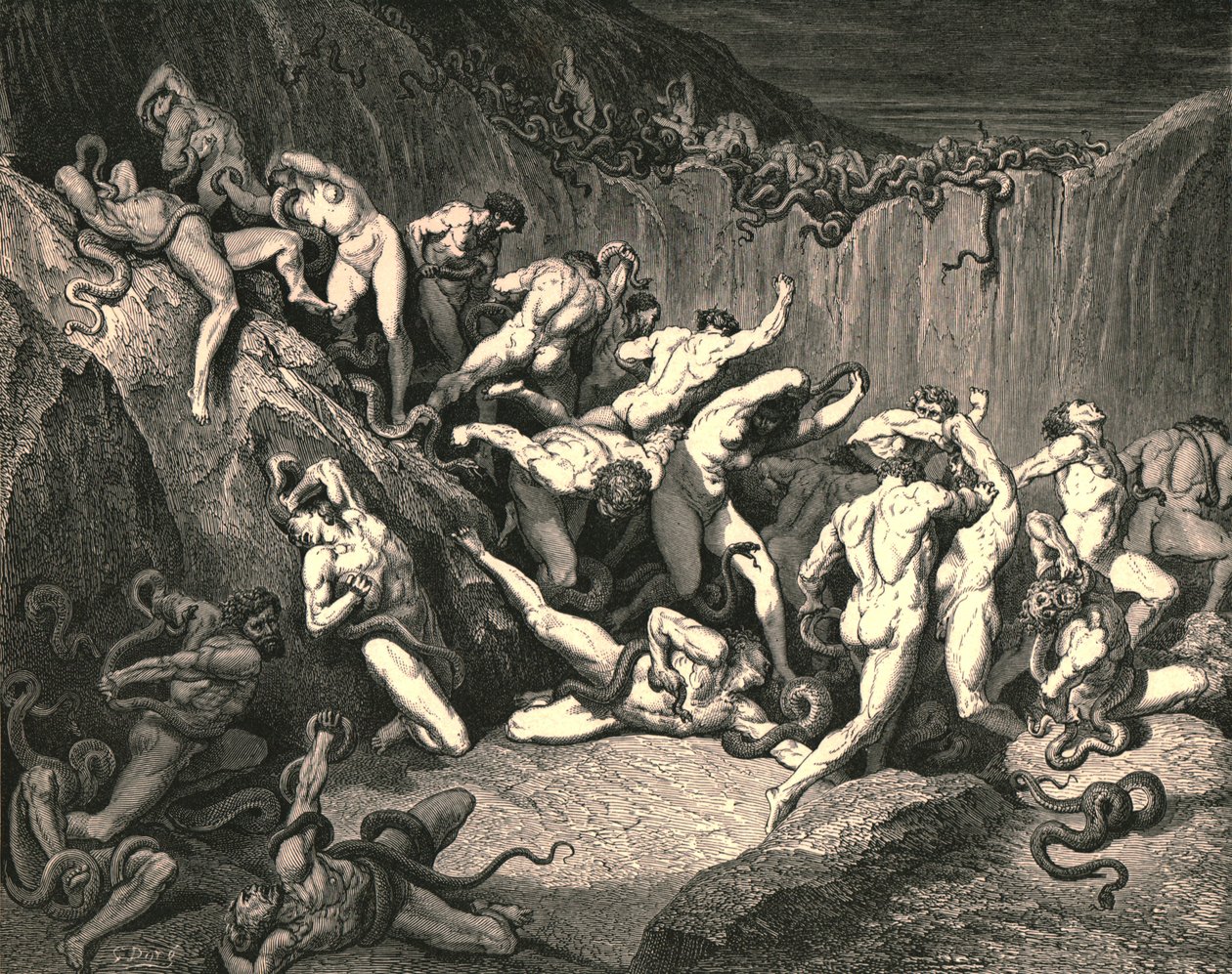 In mezzo a questa terribile esuberanza di dolore correvano spiriti nudi alati di orribile paura, c1890 da Gustave Dore